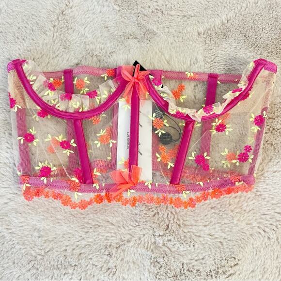 For Love And Lemons Other - NWT FOR LOVE AND LEMONS Bustier Corset Bra Size XS Pink Floral